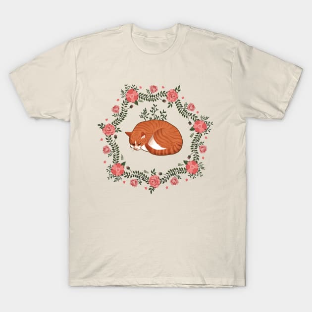Cats and Roses T-Shirt by sophieeves